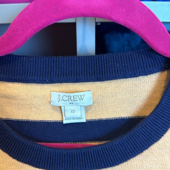 J Crew orange and navy striped long sleeve crew neck sweater size XS - Picture 2 of 3